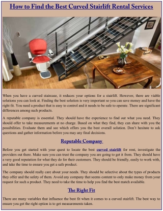 How to Find the Best Curved Stairlift Rental Services