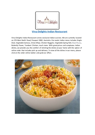 Virsa Delights-Indian Restaurant-Prospect