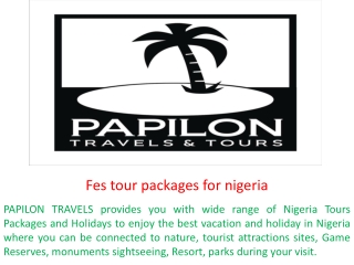 Fes tour packages for nigeria