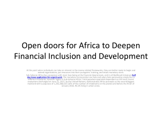 Open doors for Africa to Deepen Financial Inclusion and Development