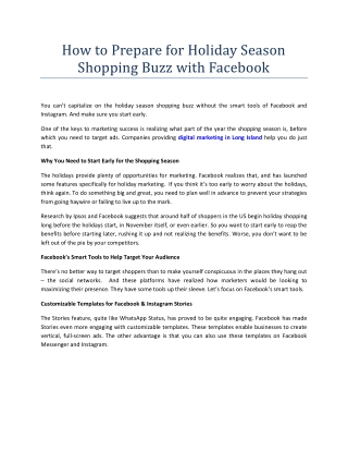 How to Prepare for Holiday Season Shopping Buzz with Facebook
