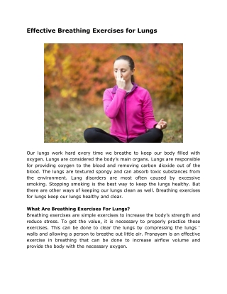 Effective Breathing Exercises for Lungs