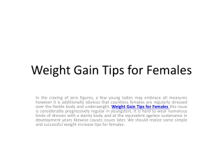 Weight Gain Tips for Females