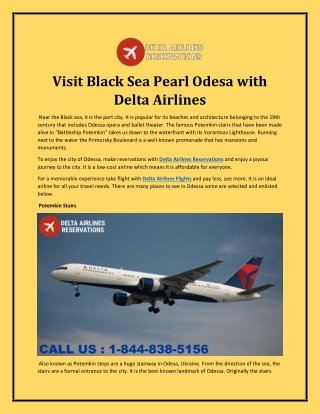 Visit Black Sea Pearl Odesa with Delta Airlines