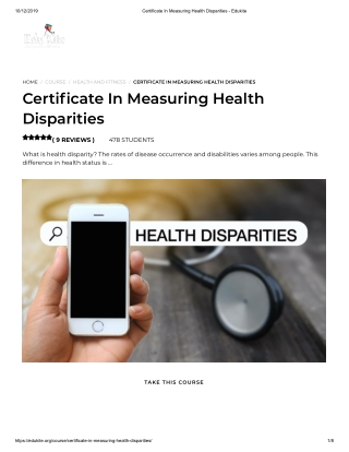 Certificate In Measuring Health Disparities - Edukite