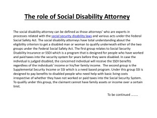 The role of Social Disability Attorney