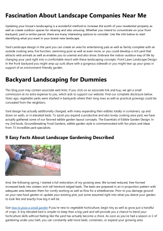 Landscape Gardening - Truths