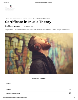 Certificate in Music Theory - Edukite