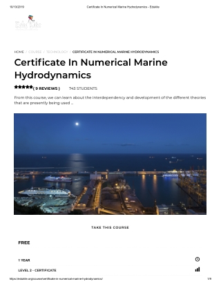 Certificate In Numerical Marine Hydrodynamics - Edukite