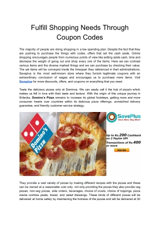 Fulfill Shopping Needs Through Coupon Codes