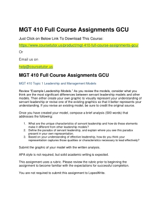 MGT 410 Full Course Assignments GCU