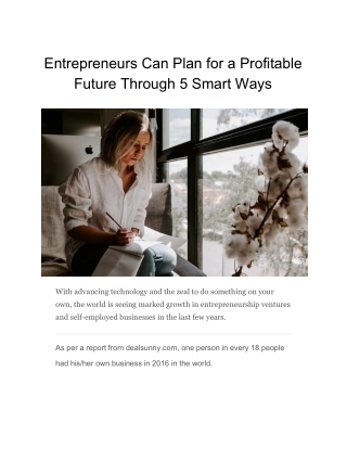 Entrepreneurs Can Plan for a Profitable Future Through 5 Smart Ways