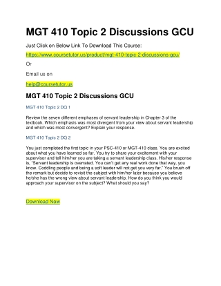 MGT 410 Topic 2 Discussions GCU