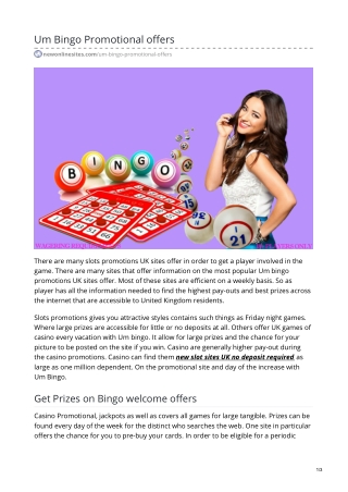 Um Bingo Promotional offers