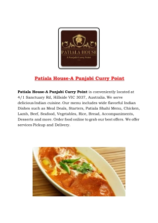 15% Off - Patiala House-A Punjabi Curry Point-Hillside - Order Food Online