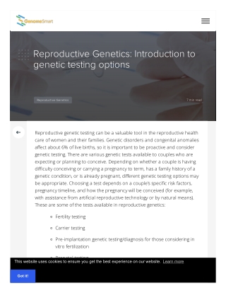 Reproductive Genetics: Introduction to Genetic Testing Options