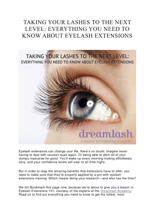 Eyelash Extensions Certification Calgary -Dreamlash