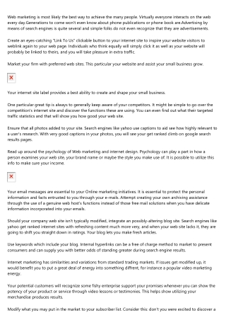 Go walking Before You Crwal: Starting Internet Marketing