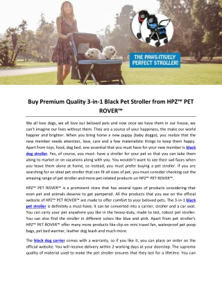 Buy Premium Quality 3-in-1 Black Pet Stroller from HPZ™ PET ROVER™