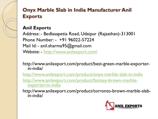 Onyx Marble Slab in India Manufacturer Anil Exports