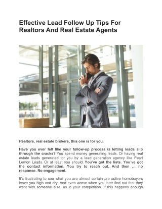 Effective Lead Follow Up Tips For Realtors And Real Estate Agents