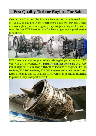 Best Quality Turbine Engines For Sale