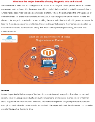 What are the major benefits of using Magento into an E-store?