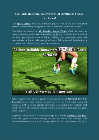 Gallant: Reliable Innovators of Artificial Grass Surfaces!