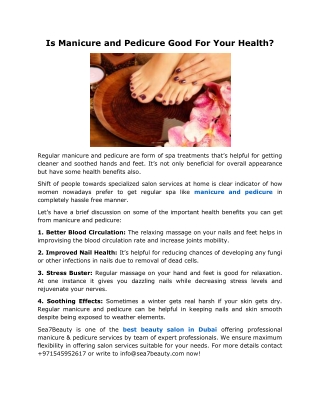 Is Manicure and Pedicure Good For Your Health?
