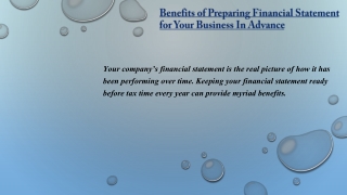 Financial statement preparation and booking services