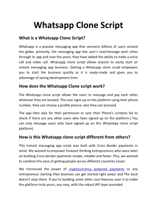 Crypto App Factory Whatsapp Clone Script