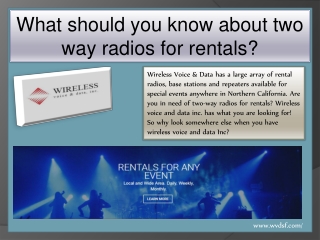 What should you know about two way radios for rentals?