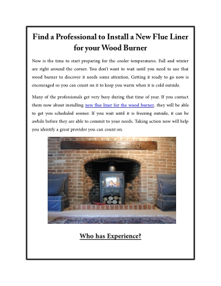Find a Professional to Install a New Flue Liner for your Wood Burner