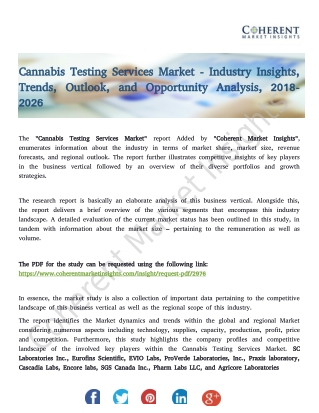 Cannabis Testing Services Market - Industry Insights, Trends, Outlook, and Opportunity Analysis, 2018-2026