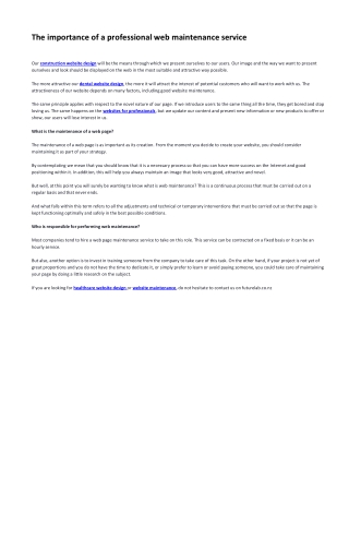 The importance of a professional web maintenance service