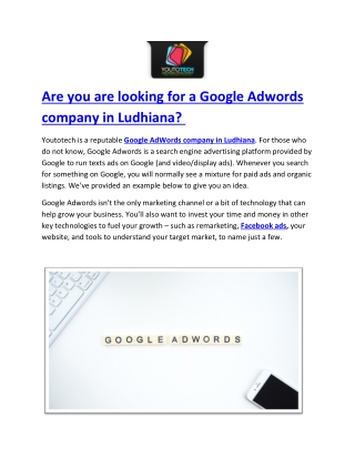 Are you are looking for a Google Adwords company in Ludhiana?