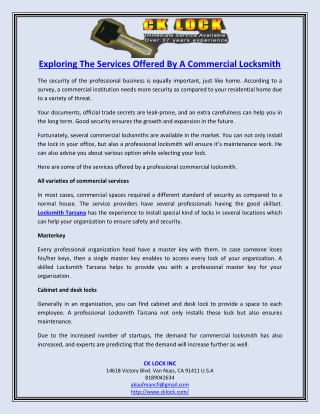 Exploring The Services Offered By A Commercial Locksmith