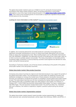 Global Shea Butter Market 2019-2023 | New Product Launches to Boost Demand