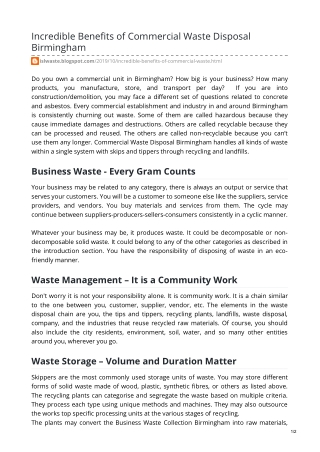 Business bin collection Birmingham