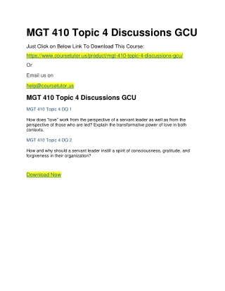 MGT 410 Topic 4 Discussions GCU