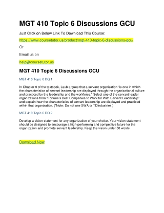 MGT 410 Topic 6 Discussions GCU