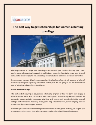 The best way to get scholarships for women returning to college