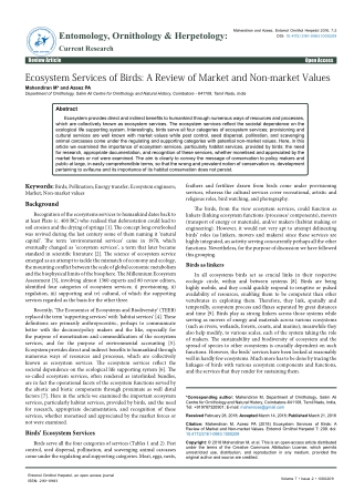 Ecosystem Services of Birds: A Review of Market and Non-market Values