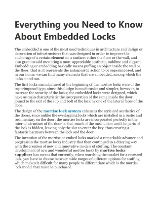 Everything you Need to Know About Embedded Locks