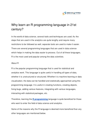 Why learn an R programming language in 21st century?