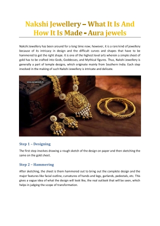 Nakshi Jewellery – What It Is And How It Is Made - Aura jewels