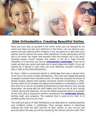 Gibb Orthodontics: Creating Beautiful Smiles