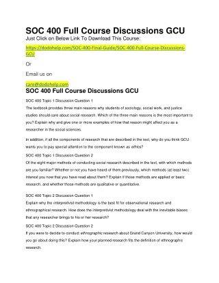 SOC 400 Full Course Discussions GCU