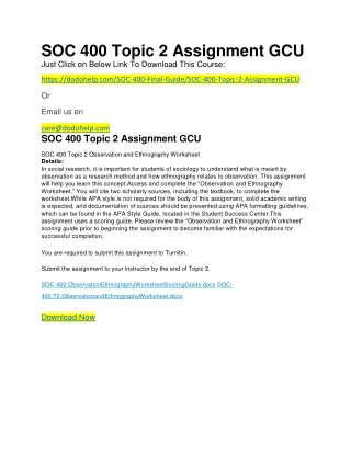 SOC 400 Topic 2 Assignment GCU