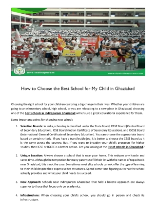 How to Choose the Best School for My Child in Ghaziabad